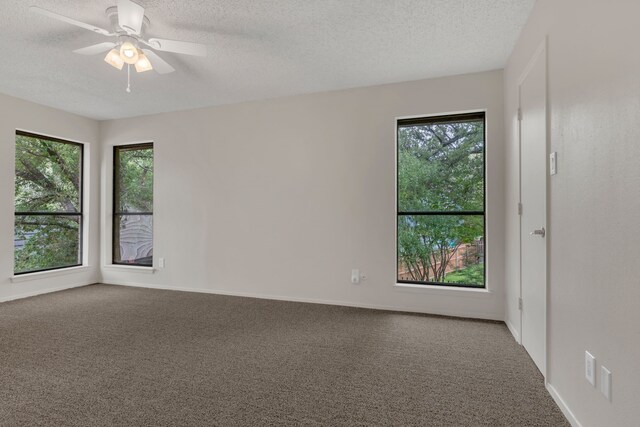 7804 Skylake Dr, Fort Worth, TX 76179 - spare room with plenty of natural light, carpet, a textured ceiling, and a ceiling fan