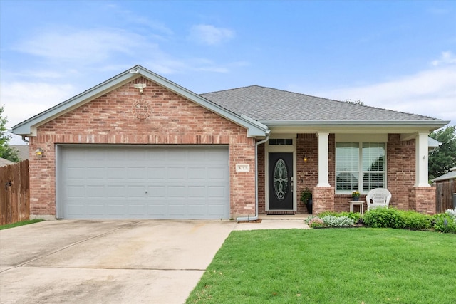 5717 Piedra Dr, Fort Worth, TX 76179 - view of front of house with driveway, brick siding, an attached garage, and roof with shingles
