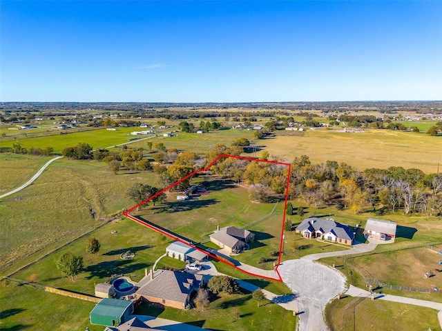 drone / aerial view featuring a rural view