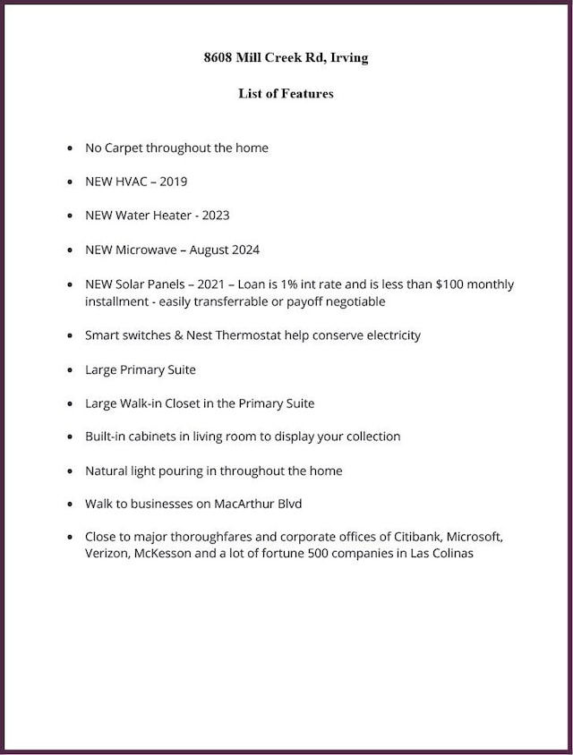 8608 Mill Creek Rd, Irving, TX 75063 - view of a document