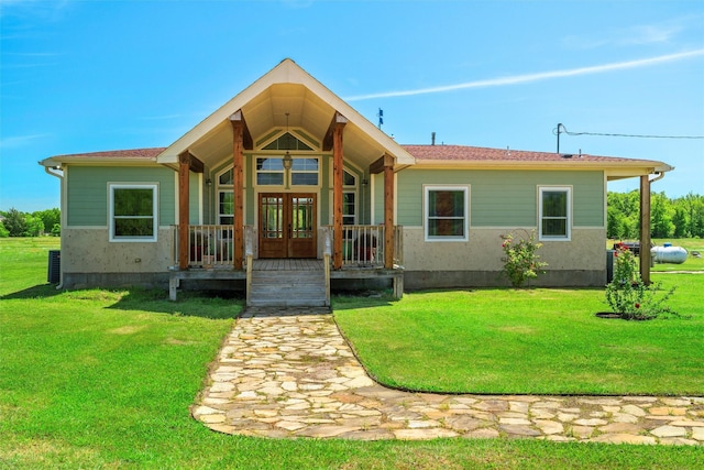 287 Vz County Road 3813, Wills Point, TX 75169 - view of front of property with french doors, a porch, a front yard, and crawl space