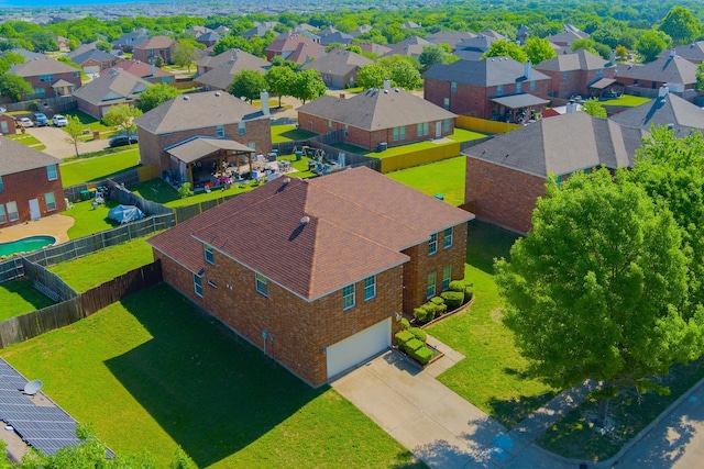drone / aerial view with a residential view