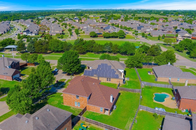 birds eye view of property with a residential view