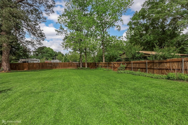 view of yard with a fenced backyard