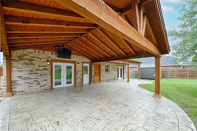 2620 Argyle Shore Dr, Rockwall, TX 75087 - view of patio / terrace featuring fence and french doors