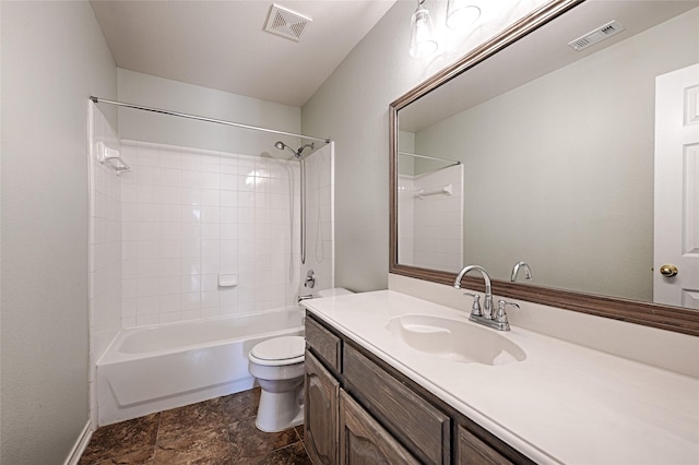2620 Argyle Shore Dr, Rockwall, TX 75087 - bathroom featuring visible vents, shower / bath combination, toilet, and vanity