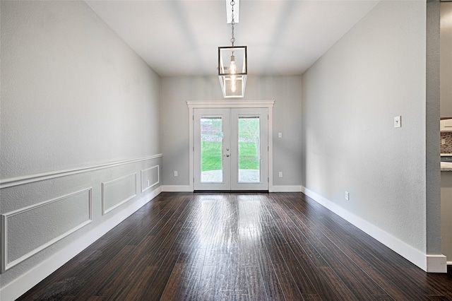 2620 Argyle Shore Dr, Rockwall, TX 75087 - entryway with baseboards, french doors, and dark wood-type flooring