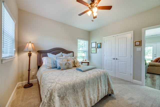 1314 Fleming Rd, Bells, TX 75414 - carpeted bedroom featuring a closet, a ceiling fan, and baseboards