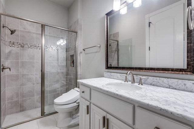 1110 Holford Dr, Frisco, TX 75036 - bathroom with vanity, a shower stall, and toilet
