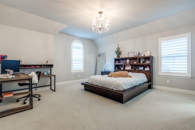 1110 Holford Dr, Frisco, TX 75036 - carpeted bedroom with baseboards and an inviting chandelier