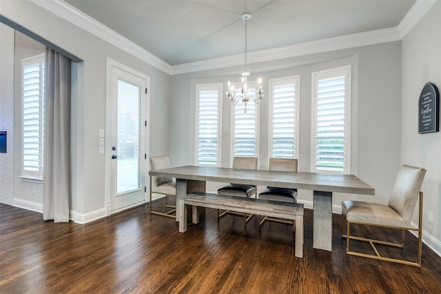 1110 Holford Dr, Frisco, TX 75036 - dining area featuring baseboards, dark wood-style floors, and a chandelier