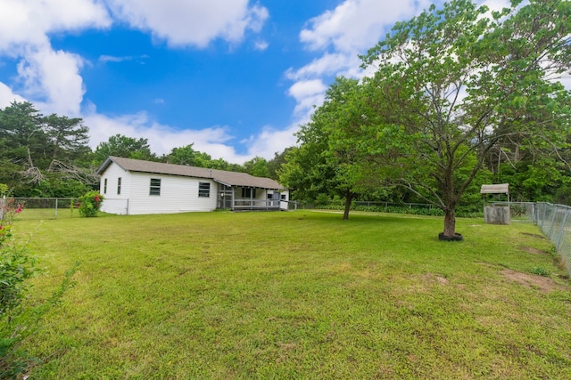view of yard with a fenced backyard