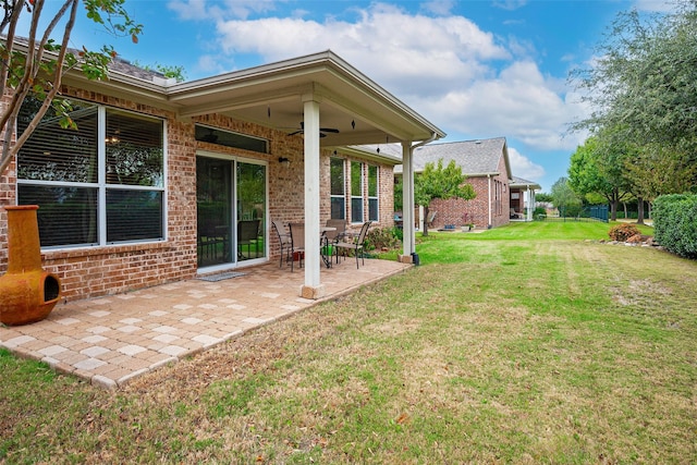 1124 Burnswick Isles Way, Frisco, TX 75036 - view of green lawn with a patio and ceiling fan