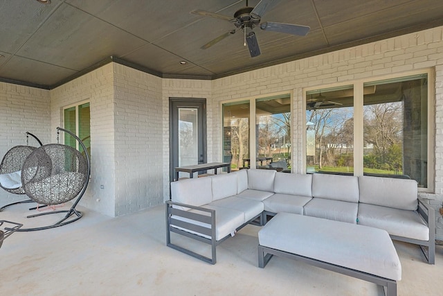 view of patio / terrace featuring ceiling fan and outdoor lounge area