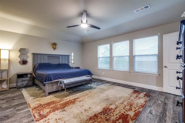 439 Tommie Lillian Ln, Celina, TX 75009 - bedroom with baseboards, a ceiling fan, visible vents, and wood finished floors