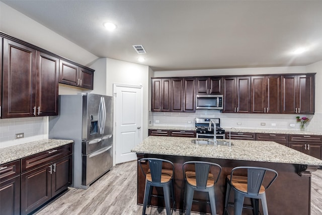 439 Tommie Lillian Ln, Celina, TX 75009 - kitchen featuring a sink, stainless steel appliances, backsplash, and visible vents