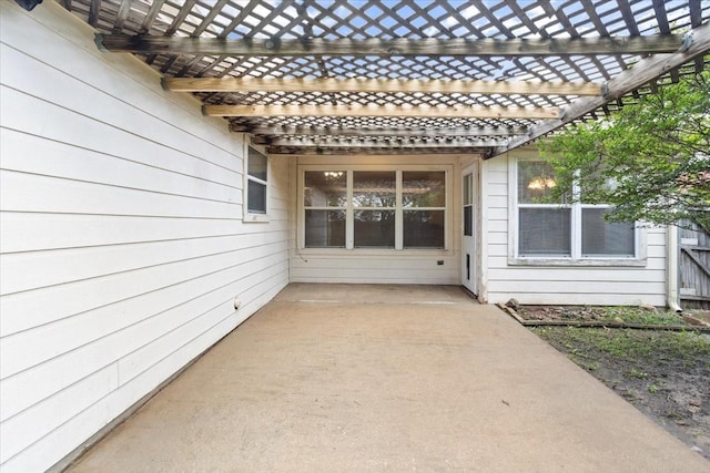 view of patio featuring a pergola