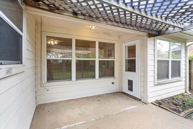 view of patio / terrace featuring a pergola