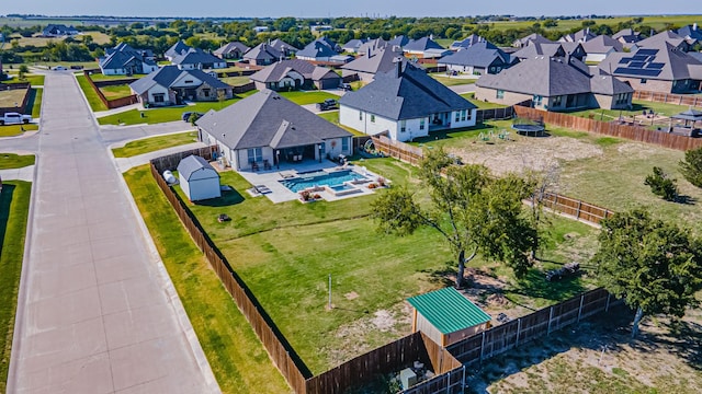 bird's eye view with a residential view