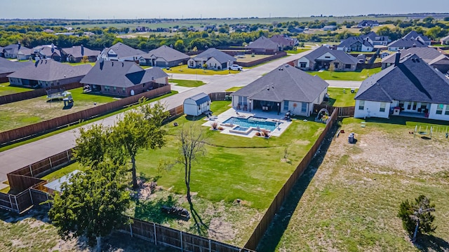 bird's eye view with a residential view