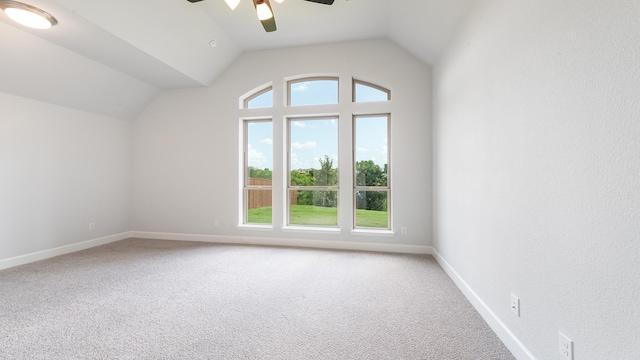 7313 Wayward Wind Dr, Fort Worth, TX 76179 - bonus room with ceiling fan, carpet flooring, and vaulted ceiling