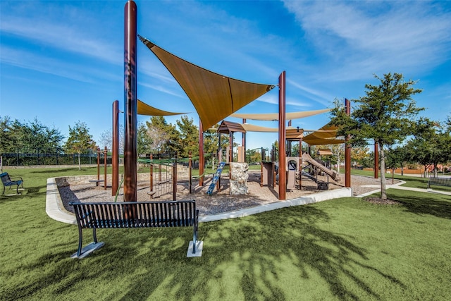 community play area with a yard