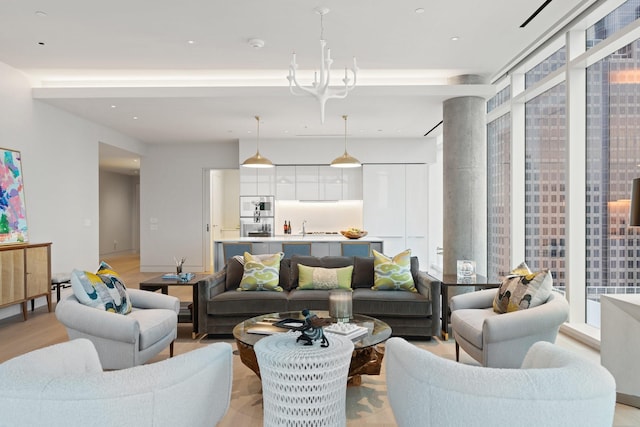 living room with light wood-style flooring