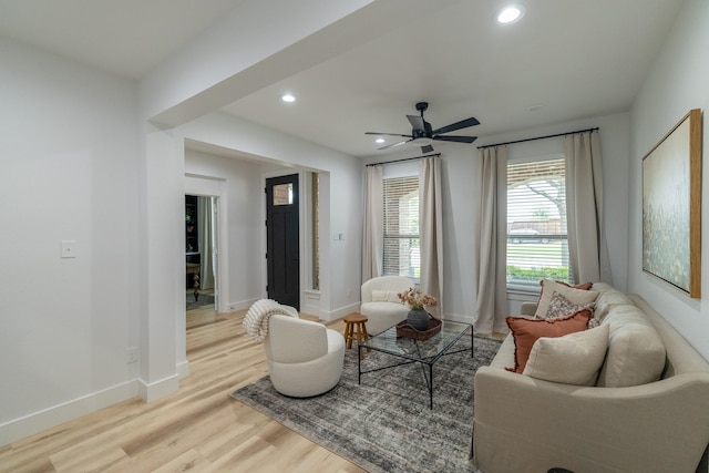 12472 Jack Pine Ct, Frisco, TX 75035 - sitting room featuring recessed lighting, light wood-style floors, baseboards, and ceiling fan