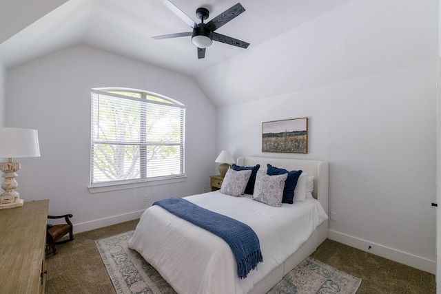 12472 Jack Pine Ct, Frisco, TX 75035 - bedroom featuring lofted ceiling, carpet, baseboards, and a ceiling fan