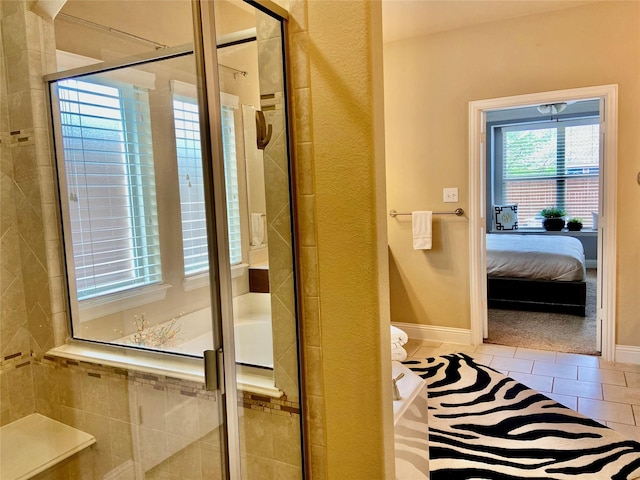 3724 Estates Way, Mckinney, TX 75072 - ensuite bathroom with a shower stall, tile patterned floors, baseboards, toilet, and ensuite bathroom