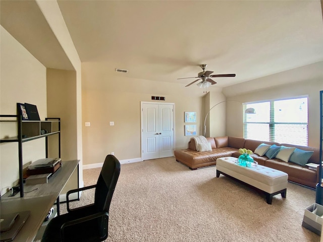 3724 Estates Way, Mckinney, TX 75072 - office with carpet floors, ceiling fan, visible vents, and baseboards