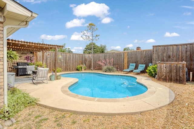 2231 E Peters Colony Rd, Carrollton, TX 75007 - view of pool with a fenced backyard, grilling area, a patio area, and a pergola