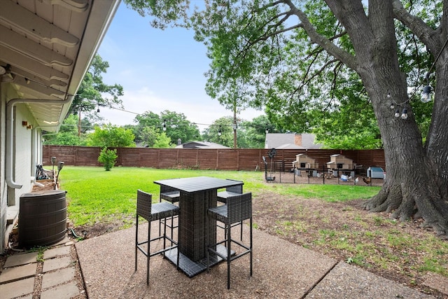 view of patio / terrace with a fenced backyard and outdoor dining space