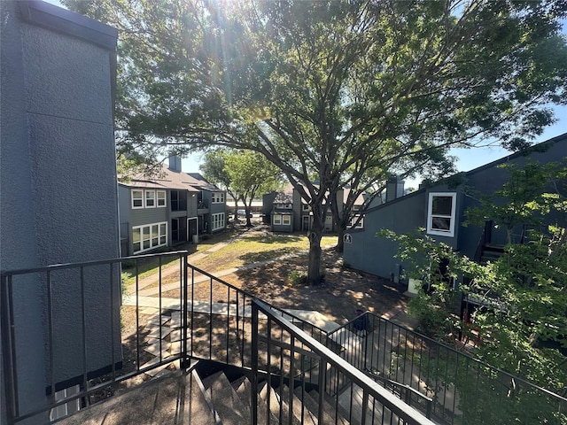 deck featuring stairway
