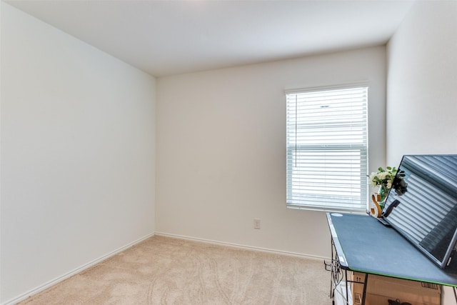 interior space with baseboards and carpet flooring