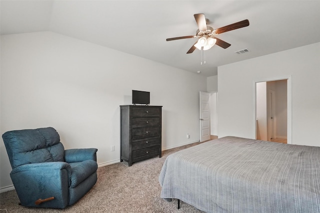 901 Cherry Blossom St, Anna, TX 75409 - carpeted bedroom with visible vents, baseboards, ceiling fan, and vaulted ceiling