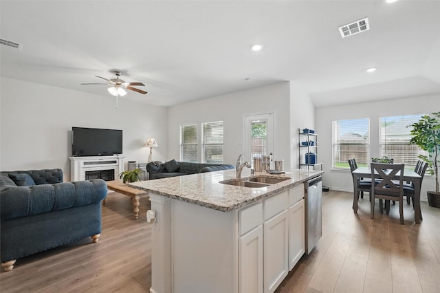 901 Cherry Blossom St, Anna, TX 75409 - kitchen featuring white cabinetry, visible vents, a sink, and light wood-style floors