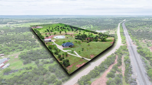 bird's eye view with a rural view