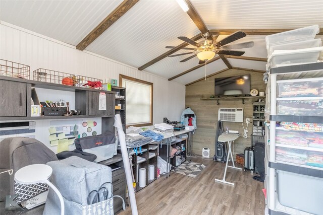 storage room featuring a ceiling fan