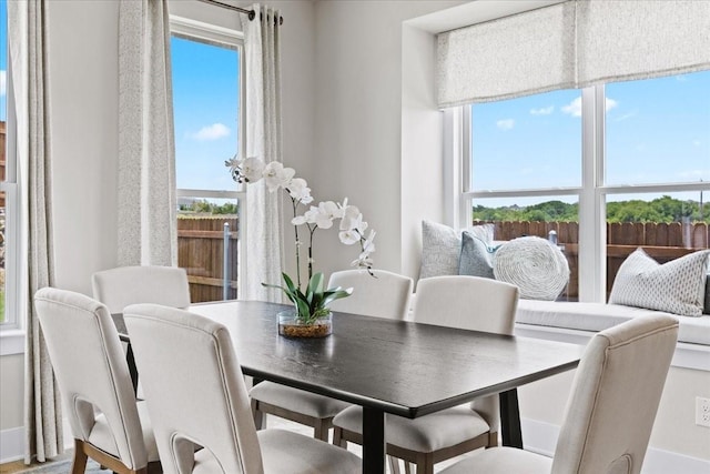 dining space with a healthy amount of sunlight
