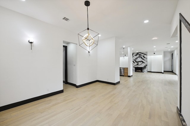 4219 Hollow Oak Dr, Dallas, TX 75287 - empty room featuring visible vents, recessed lighting, light wood-style floors, and baseboards