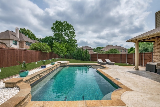 3504 Perkins Ln, Mckinney, TX 75072 - view of pool with a fenced backyard, a fenced in pool, a yard, and a patio area