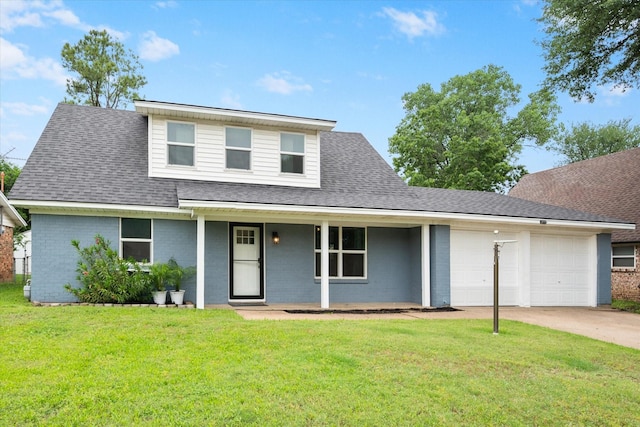 233 NE Moody St, Burleson, TX 76028 - view of front facade featuring a front lawn, a shingled roof, concrete driveway, an attached garage, and a porch