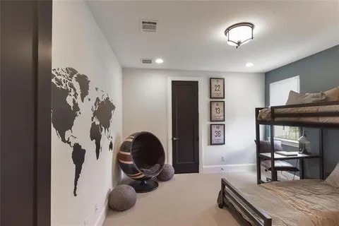 904 Devonshire Dr, Allen, TX 75013 - bedroom with carpet flooring, recessed lighting, baseboards, and visible vents