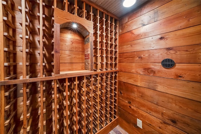 wine area with wooden walls