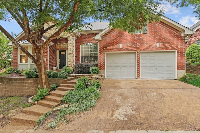 8926 White Pine Ln, Dallas, TX 75238 - traditional home with an attached garage, concrete driveway, and brick siding