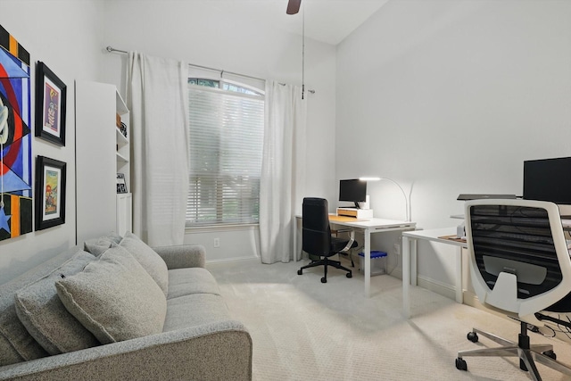 8926 White Pine Ln, Dallas, TX 75238 - carpeted office featuring baseboards and ceiling fan