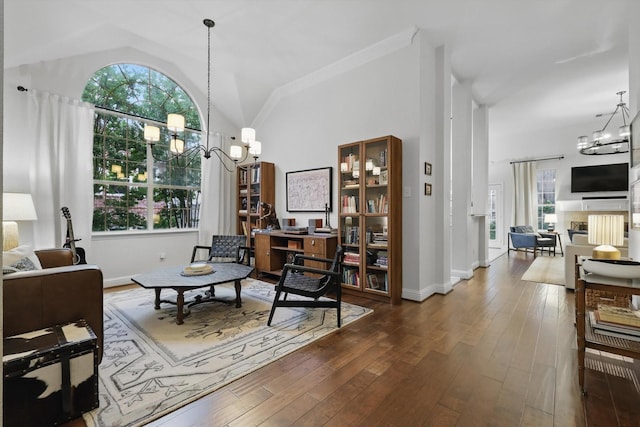 8926 White Pine Ln, Dallas, TX 75238 - interior space with a healthy amount of sunlight, wood-type flooring, and a chandelier