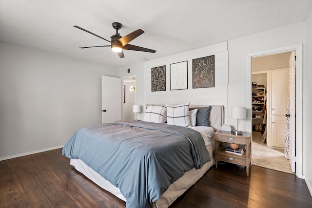 4145 Malone Ave, The Colony, TX 75056 - bedroom featuring baseboards, ceiling fan, wood finished floors, and visible vents
