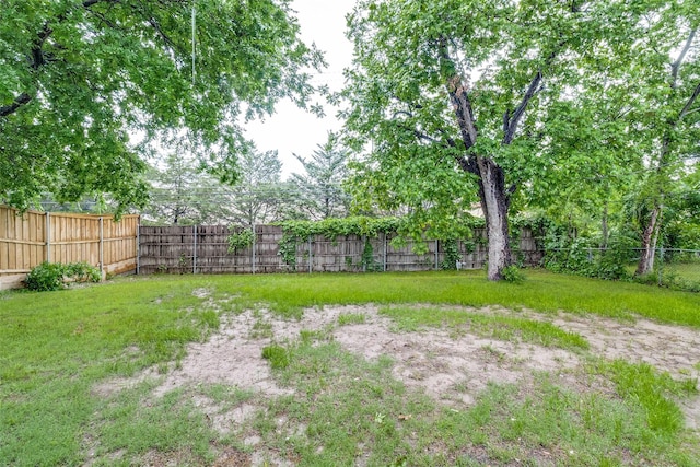 view of yard featuring a fenced backyard